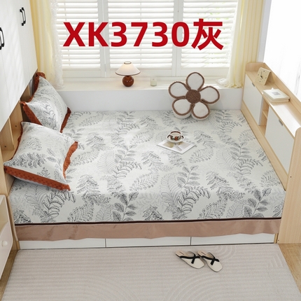 91家纺网 家纺一手货源 找家纺 2025新款高密雪尼尔复合炕盖榻榻米炕垫-XK3730 XK3730灰
