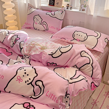 91家纺网 家纺一手货源 找家纺 （总）花伞家居 2025新款直播网销斜纹加厚磨毛印花植物羊绒四件套