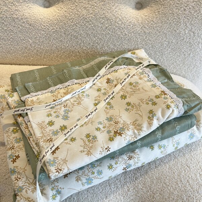 91家纺网 家纺一手货源 找家纺 棉生活家纺 2025新款全棉小清新花边款蕾丝四件套 游花间