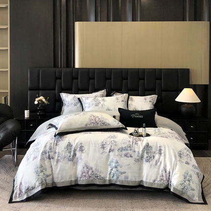 91家纺网 家纺一手货源 找家纺 2025新款60数码双拼色系列四件套 爱普森