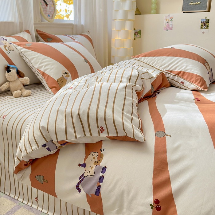 91家纺网 家纺一手货源 找家纺 希文 2025新款13372全棉纯棉印花四件套-第一批 星意