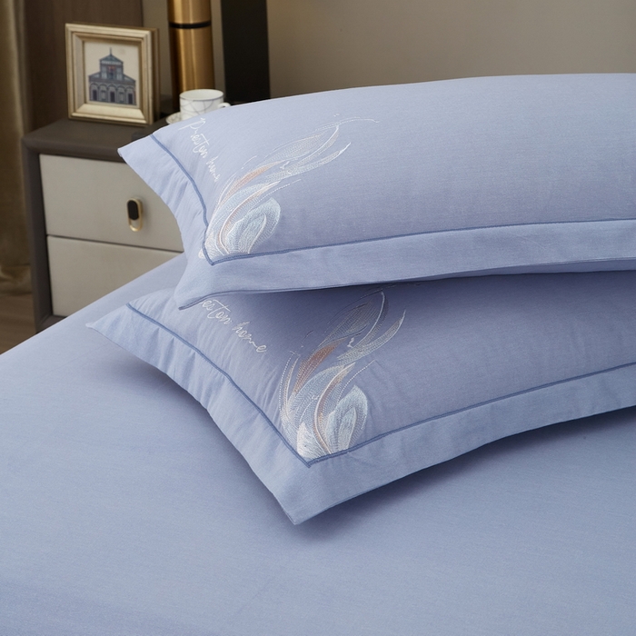 91家纺网 家纺一手货源 找家纺 （总）雲归梦 2025新款全棉加厚磨毛绣花宽边工艺四件套-叶语情深