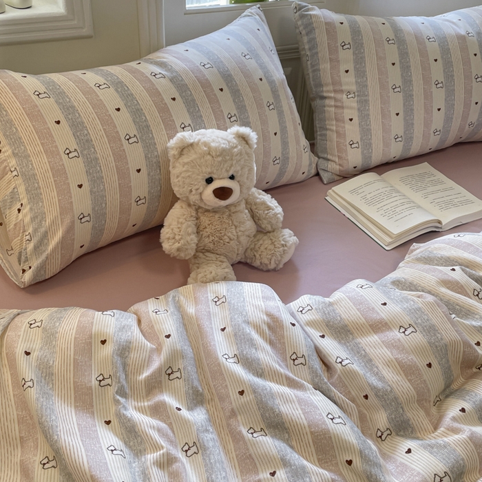 91家纺网 家纺一手货源 找家纺 玉海棠家纺 2025新款针织双层纱四件套 卡曼