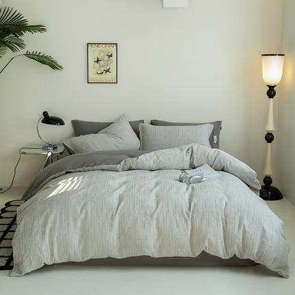 91家纺网 家纺一手货源 找家纺 2025新款立体提花人字纹四件套-绅士风格二绅士-黑