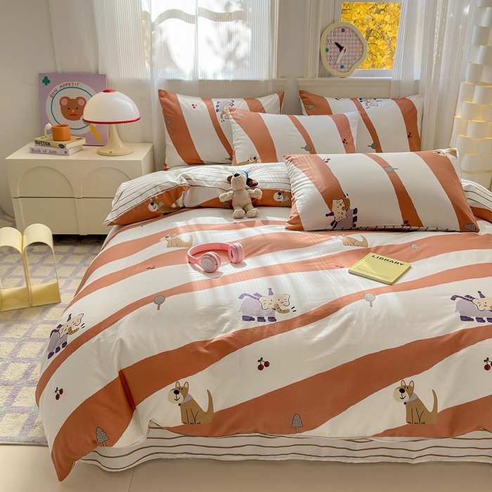 91家纺网 家纺一手货源 找家纺 希文 2025新款13372全棉纯棉印花四件套-第一批 星意