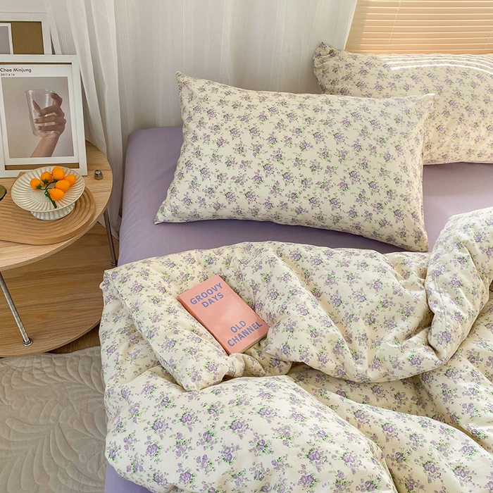 91家纺网 家纺一手货源 找家纺 尺素 2025新款纯棉印花13372全棉田园风被套韩式小清新碎花四件套 雾岛听风