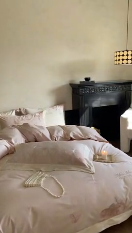 91家纺网 家纺一手货源 找家纺 2025新款100支全棉四件套-绮梦风格二 粉色