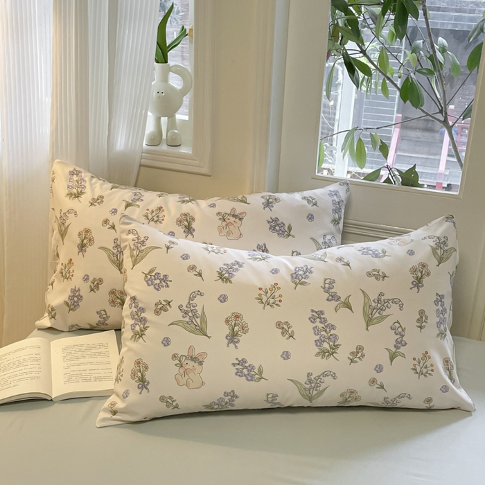 91家纺网 家纺一手货源 找家纺 玉海棠家纺 2025新款针织双层纱四件套 花间兔