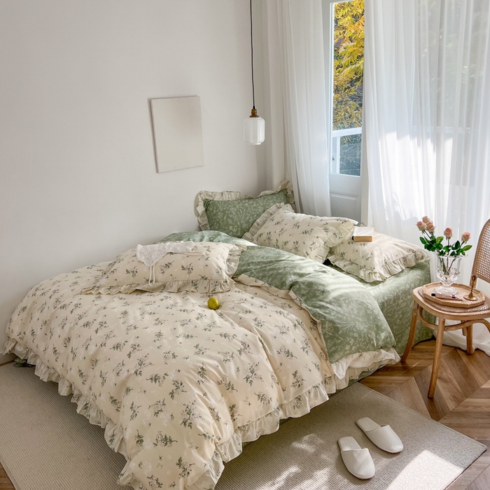 91家纺网 家纺一手货源 找家纺 （总）棉生活 2025新款洛丽塔花边款全棉四件套