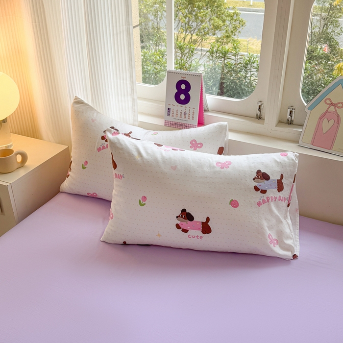 91家纺网 家纺一手货源 找家纺 温眠 2025新款亲肤柔软卡通印花水洗棉四件套 欢乐伙伴