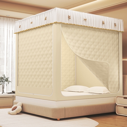 富莱星蚊帐 2025新款夹棉防风保暖蚊帐 黄