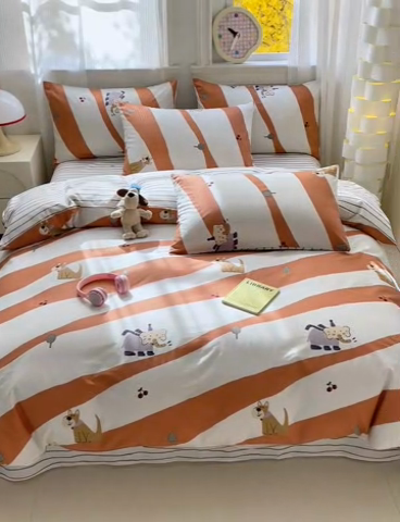 91家纺网 家纺一手货源 找家纺 希文 2025新款13372全棉纯棉印花四件套-第一批 星意