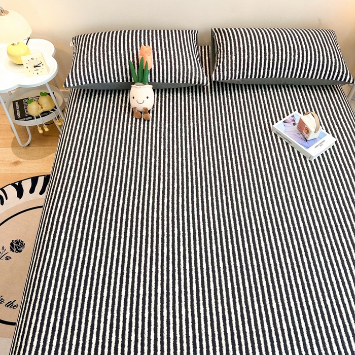 91家纺网 家纺一手货源 找家纺 简宜家居（朝初家纺） 2025新款A版纯棉全棉磨毛单床笠 墨羽逸风