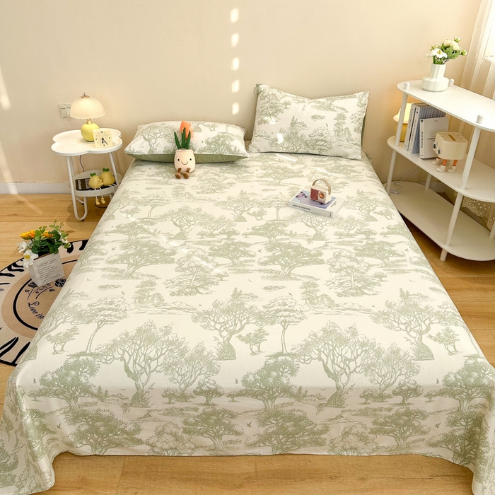 91家纺网 家纺一手货源 找家纺 简宜家居（朝初家纺） 2025新款A版纯棉全棉磨毛单床单 翠影凝香