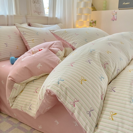 91家纺网 家纺一手货源 找家纺 希文 2025新款13372全棉纯棉印花四件套-第一批 五彩蝶