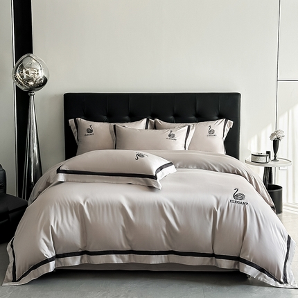 618家纺 2025新款A类60S100支全棉纯棉四件套-天鹅之舞 天鹅之舞-银灰