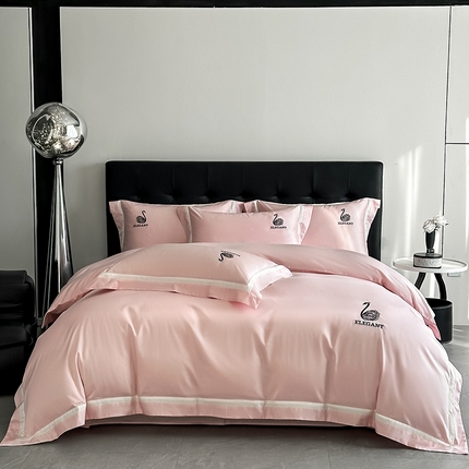 91家纺网 家纺一手货源 找家纺 （总）618家纺 2025新款A类60S100支全棉纯棉四件套-天鹅之舞