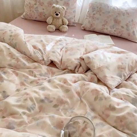 91家纺网 家纺一手货源 找家纺 玉海棠家纺 2025新款针织双层纱四件套 初夏