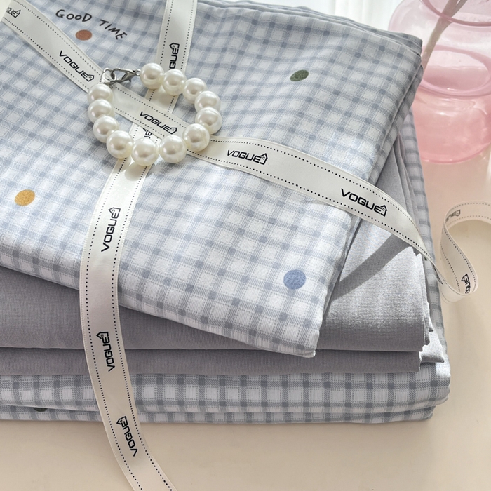 91家纺网 家纺一手货源 找家纺 玉海棠家纺 2025新款针织双层纱四件套 波点马