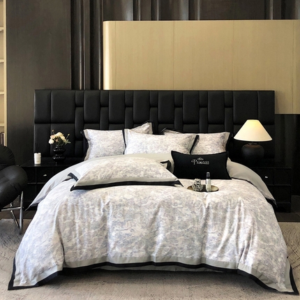 91家纺网 家纺一手货源 找家纺 2025新款60数码双拼色系列四件套 海语梦-蓝灰