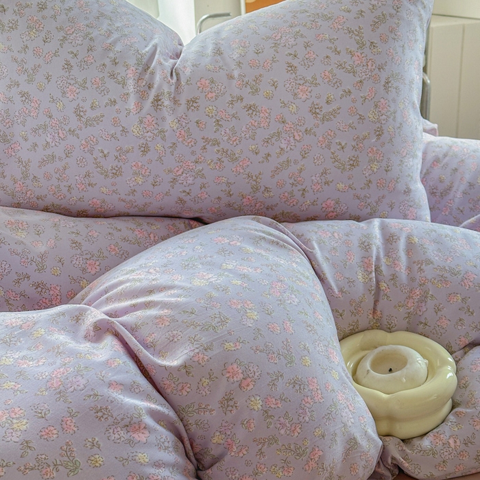 91家纺网 家纺一手货源 找家纺 玉海棠家纺 2025新款针织双层纱四件套 丽莎紫