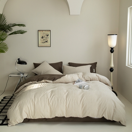 91家纺网 家纺一手货源 找家纺 2025新款立体提花人字纹四件套-绅士风格二绅士-黑