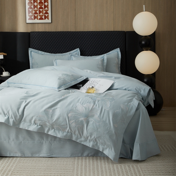 91家纺网 家纺一手货源 找家纺 雲归梦 2025新款全棉加厚磨毛绣花宽边工艺四件套-璀璨人生 璀璨人生-兰绿