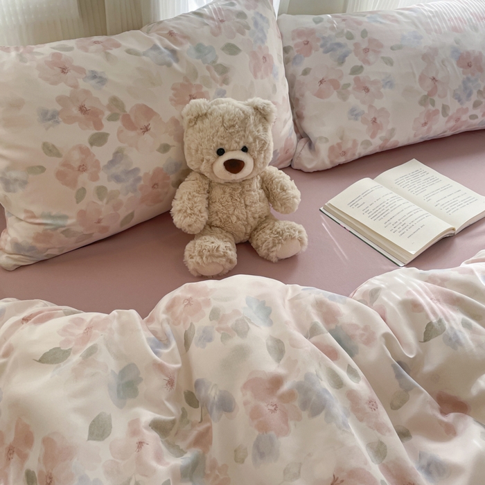 91家纺网 家纺一手货源 找家纺 玉海棠家纺 2025新款针织双层纱四件套 初夏