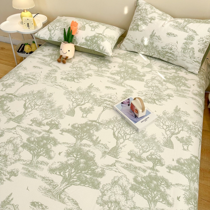 91家纺网 家纺一手货源 找家纺 简宜家居（朝初家纺） 2025新款A版纯棉全棉磨毛单床单 翠影凝香