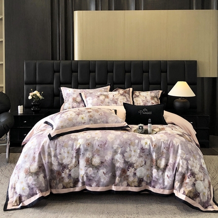 91家纺网 家纺一手货源 找家纺 2025新款60数码双拼色系列四件套 灿漫悠然