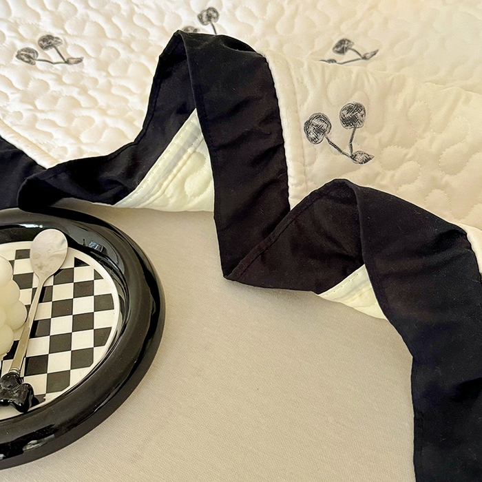 91家纺网 家纺一手货源 找家纺 美梦家纺 2025新款法式赫本风水洗棉床盖四件套系列 赫本风·樱桃