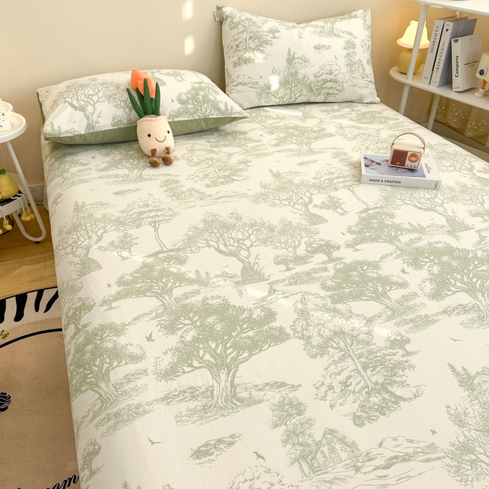 91家纺网 家纺一手货源 找家纺 简宜家居（朝初家纺） 2025新款A版纯棉全棉磨毛单床单 翠影凝香