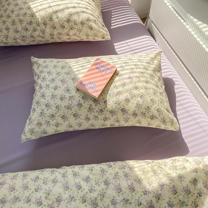 91家纺网 家纺一手货源 找家纺 尺素 2025新款纯棉印花13372全棉田园风被套韩式小清新碎花四件套 雾岛听风