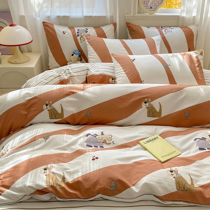 91家纺网 家纺一手货源 找家纺 希文 2025新款13372全棉纯棉印花四件套-第一批 星意