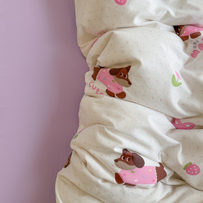 91家纺网 家纺一手货源 找家纺 温眠 2025新款亲肤柔软卡通印花水洗棉四件套 欢乐伙伴