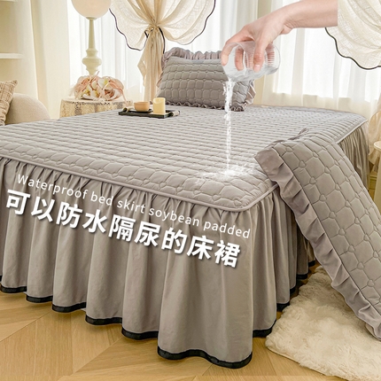 91家纺网 家纺一手货源 找家纺 （总）笠裙家纺 2025新款防水款A类原棉水洗棉夹大豆棉加厚床裙-爱格系列