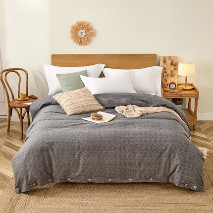 91家纺网 家纺一手货源 找家纺 （总）2024新款无印风老粗布系列单被套-风格1