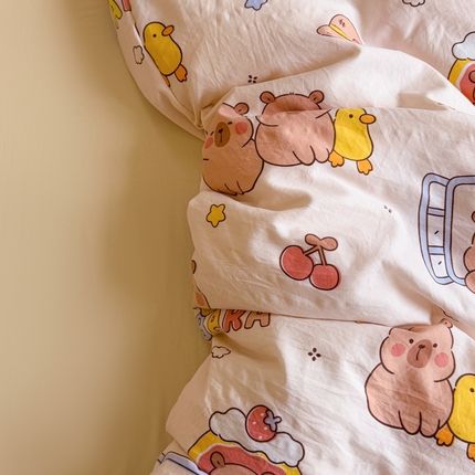 91家纺网 家纺一手货源 找家纺 （总）温眠 2025新款亲肤柔软卡通印花水洗棉四件套