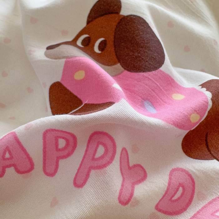 91家纺网 家纺一手货源 找家纺 温眠 2025新款亲肤柔软卡通印花水洗棉四件套 欢乐伙伴