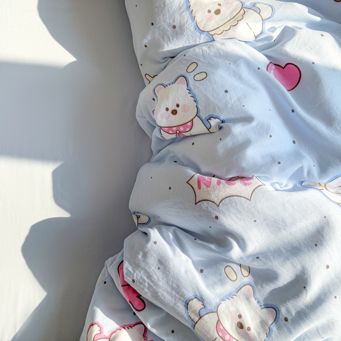 91家纺网 家纺一手货源 找家纺 温眠 2025新款亲肤柔软卡通印花水洗棉四件套 高西低