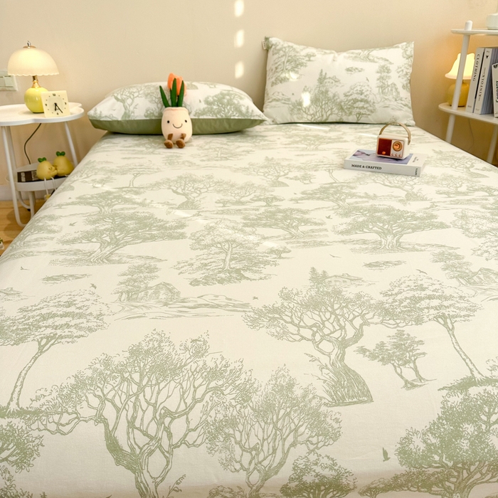 91家纺网 家纺一手货源 找家纺 简宜家居（朝初家纺） 2025新款A版纯棉全棉磨毛单床单 翠影凝香