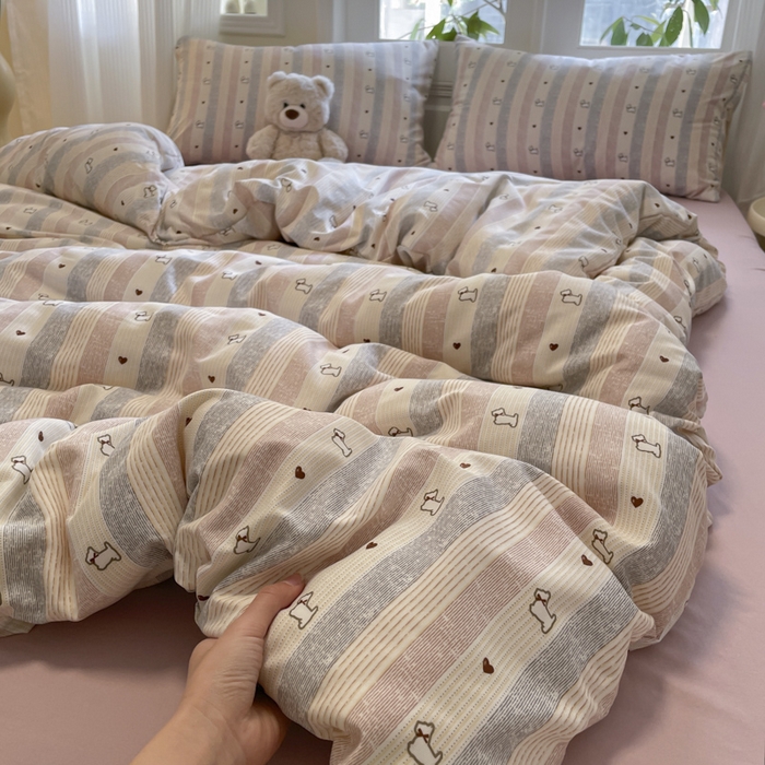 91家纺网 家纺一手货源 找家纺 玉海棠家纺 2025新款针织双层纱四件套 卡曼