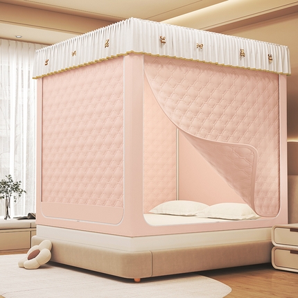 富莱星蚊帐 2025新款夹棉防风保暖蚊帐 粉