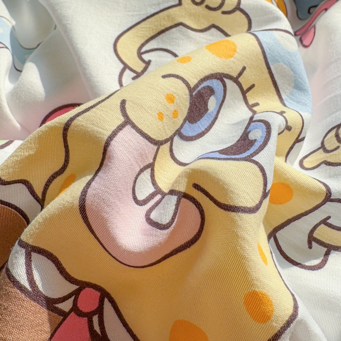 91家纺网 家纺一手货源 找家纺 温眠 2025新款亲肤柔软卡通印花水洗棉四件套 海绵伙伴