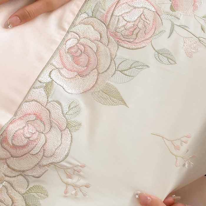 91家纺网 家纺一手货源 找家纺 2025新款100支全棉四件套-玫瑰物语 粉色