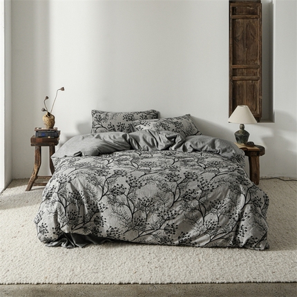 91家纺网 家纺一手货源 找家纺 简家居 2025新款60支色织空气棉四件套 卡朋