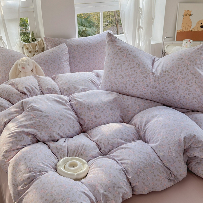 91家纺网 家纺一手货源 找家纺 玉海棠家纺 2025新款针织双层纱四件套 丽莎紫