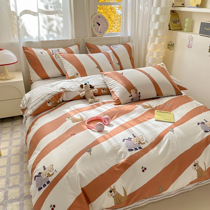 91家纺网 家纺一手货源 找家纺 希文 2025新款13372全棉纯棉印花四件套-第一批 星意