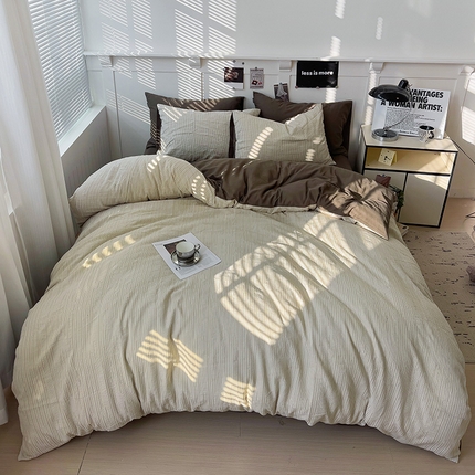 91家纺网 家纺一手货源 找家纺 2025新款立体提花人字纹四件套-绅士风格一 绅士-咖