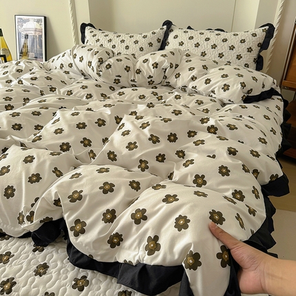 美梦家纺 2025新款法式赫本风水洗棉床盖四件套系列 赫本风·栗南薇